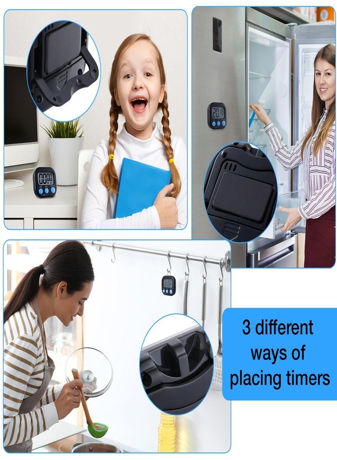 Leumoi 24 Pcs Digital Kitchen Timers Magnetic Back Timers Bulk Large Screen Loud Alarm On/Off Switch Minute Second Count up Countdown Memory Setting for Cooking Classroom Exercise(Black and Blue) - Image 4